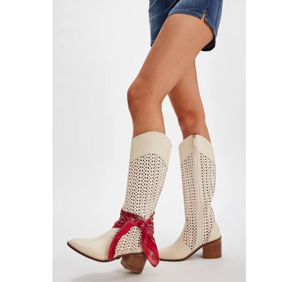 Kelsi Dagger Shoes - NEW KELSI DAGGER Echo Crochet High Shaft Boots in shell for women 825 8j4